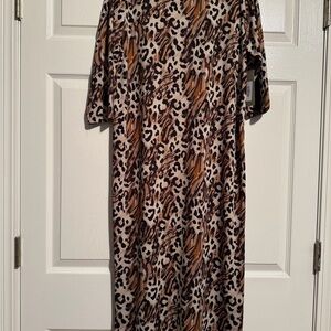 Chic Animal Print Long Sleeve layering  Dress
